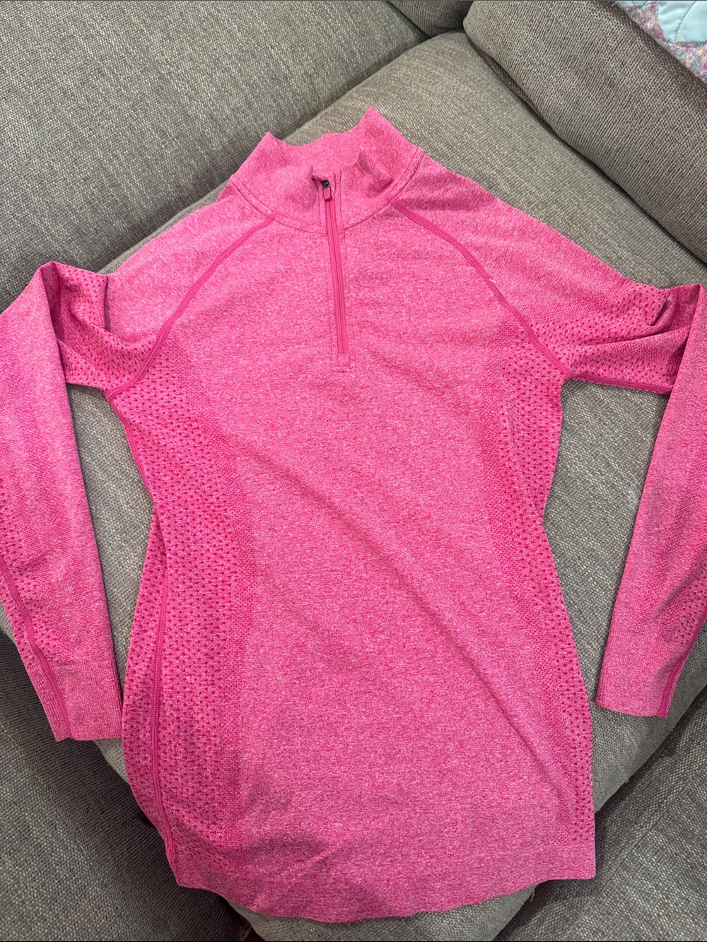Figs Women's Hot Pink Long-Sleeve Quarter Zip Pullover